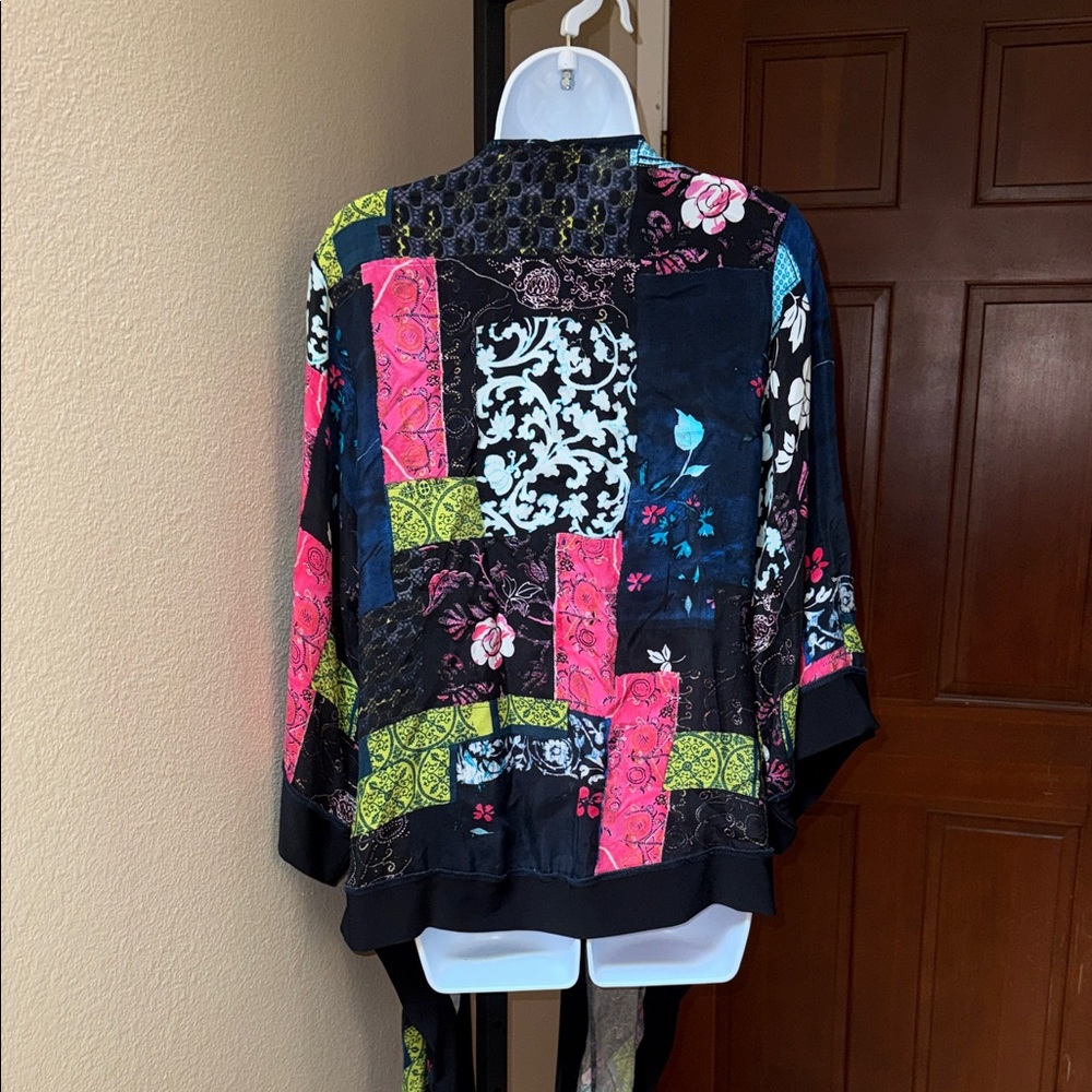 Joseph Ribkoff Multicolor Patchwork Kimono Open C… - image 6